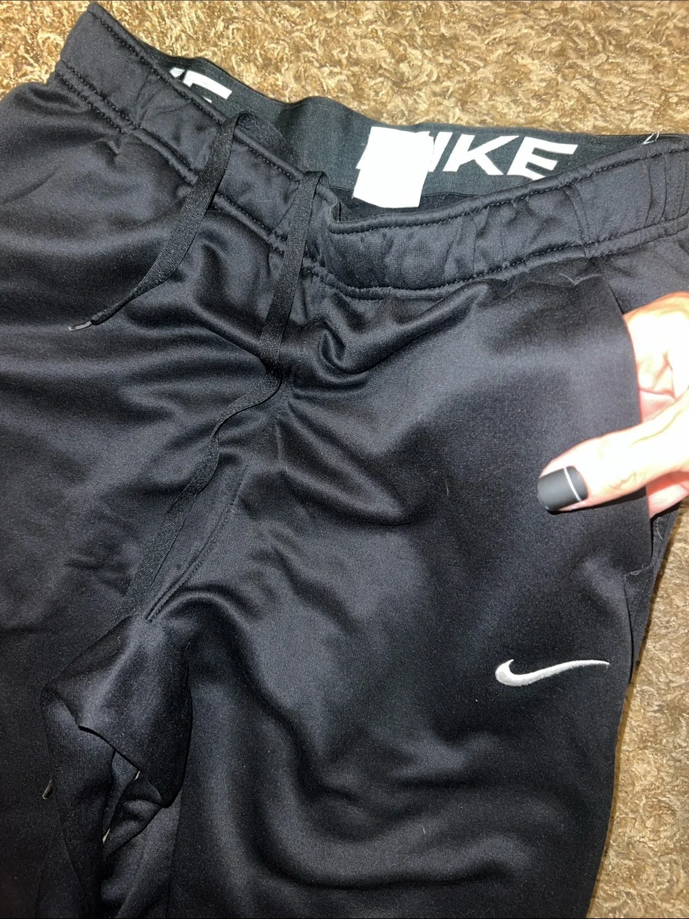 Nike Black Therma-Fit Men's Training Joggers with White Swoosh